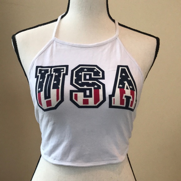 LA Hearts USA Halter Crop Top - Picture 4 of 5